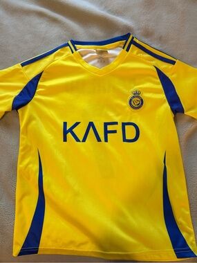 Ronaldo 7 AL NASSR Yellow & Blue Soccer Jersey Size Small